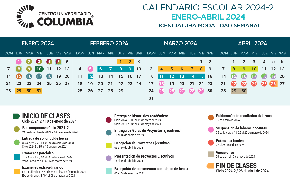 Calendario Escolar | Ciclo 2024-1